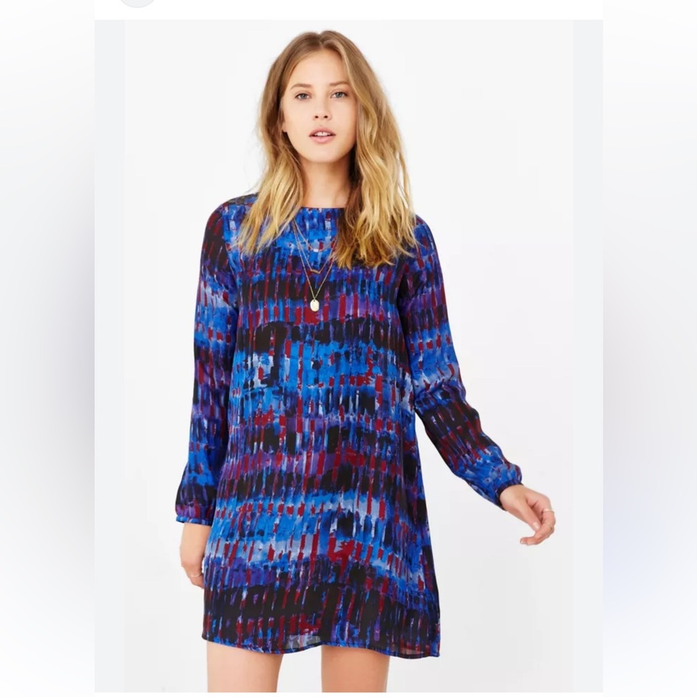 BB Dakota Emily Dress Blue Black Burgundy Small EUC